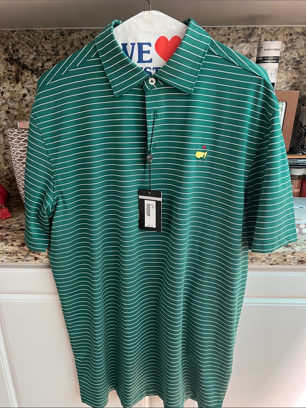 Classic “Masters” Green & White Striped S/S Polo NWT Sz Medium
